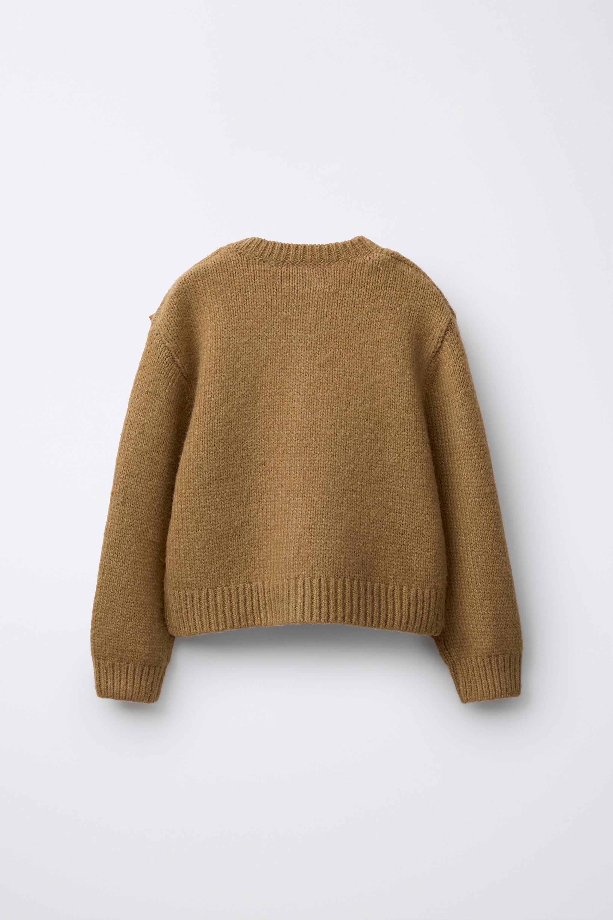 ニットオーガンザリボンカーディガン - キャラメル | ZARA Japan / 日本