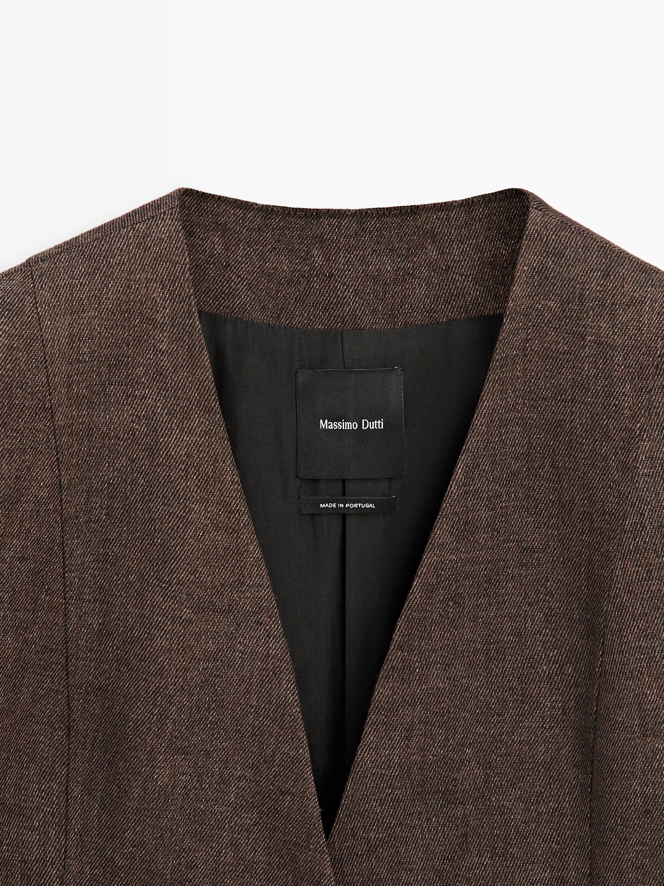 Veste sans revers 100% lin