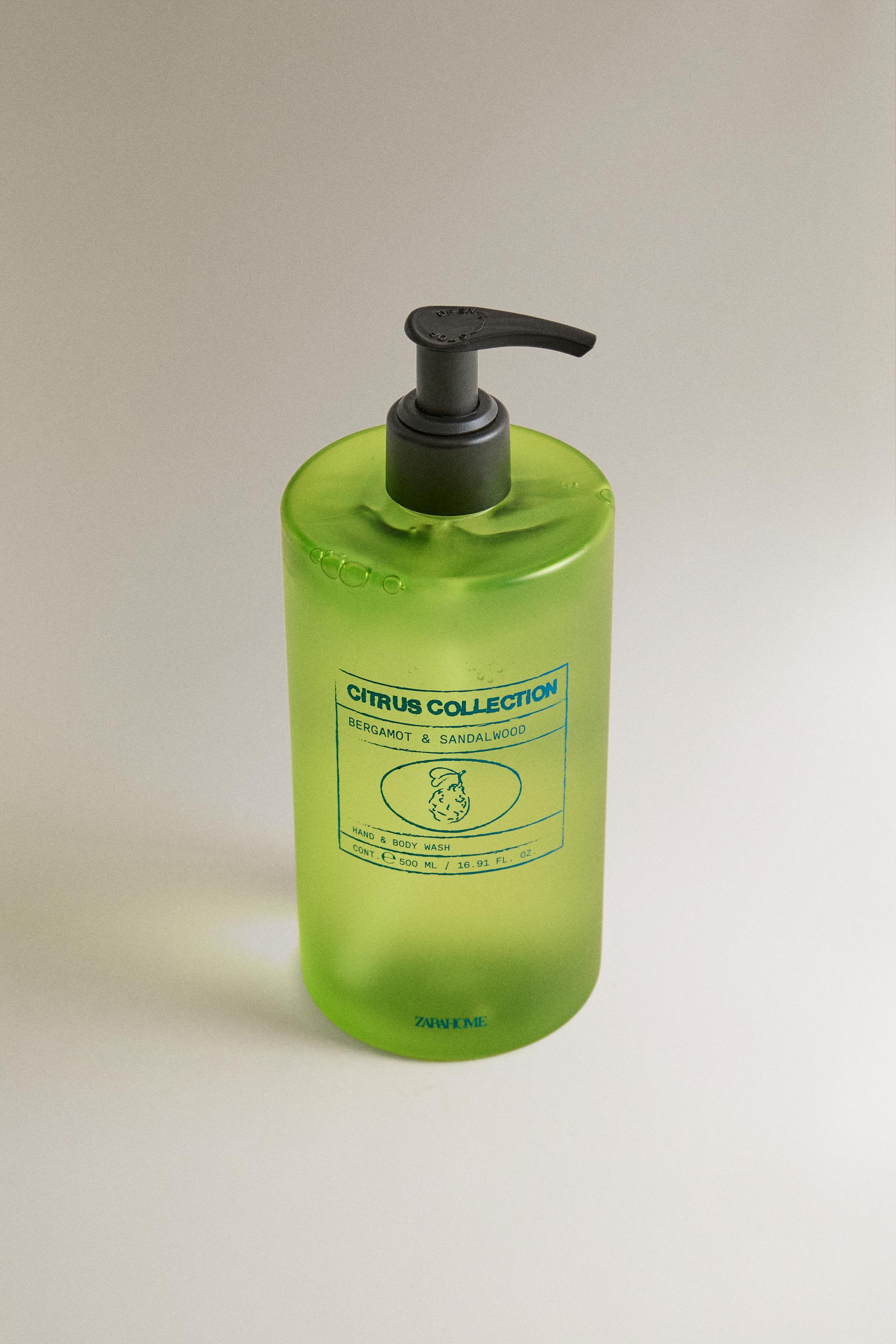 BERGAMOT & SANDALWOOD LIQUID HAND AND BODY SOAP (500 ML) — Ecru / Green