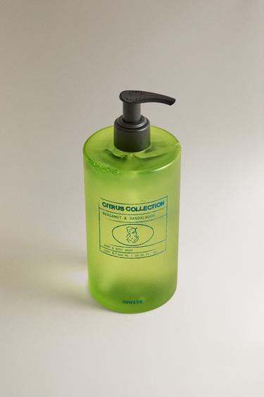 Zara (500 ML) BERGAMOT & SANDALWOOD LIQUID SOAP - Ecru / Green