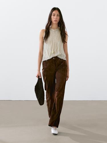 Zara Creased-effect halter top - Stone - Image 0