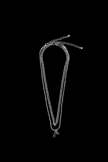 PACK OF TWO CHAIN NECKLACES - Dark silver by Zara
