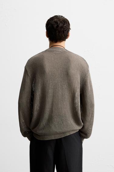 CARDIGAN STRUCTURE AJOURÉE - Marron / Taupe de Zara - Image 2