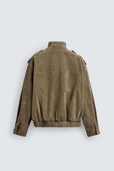 VESTE EN CUIR DAIM - Beige de Zara - Image 7