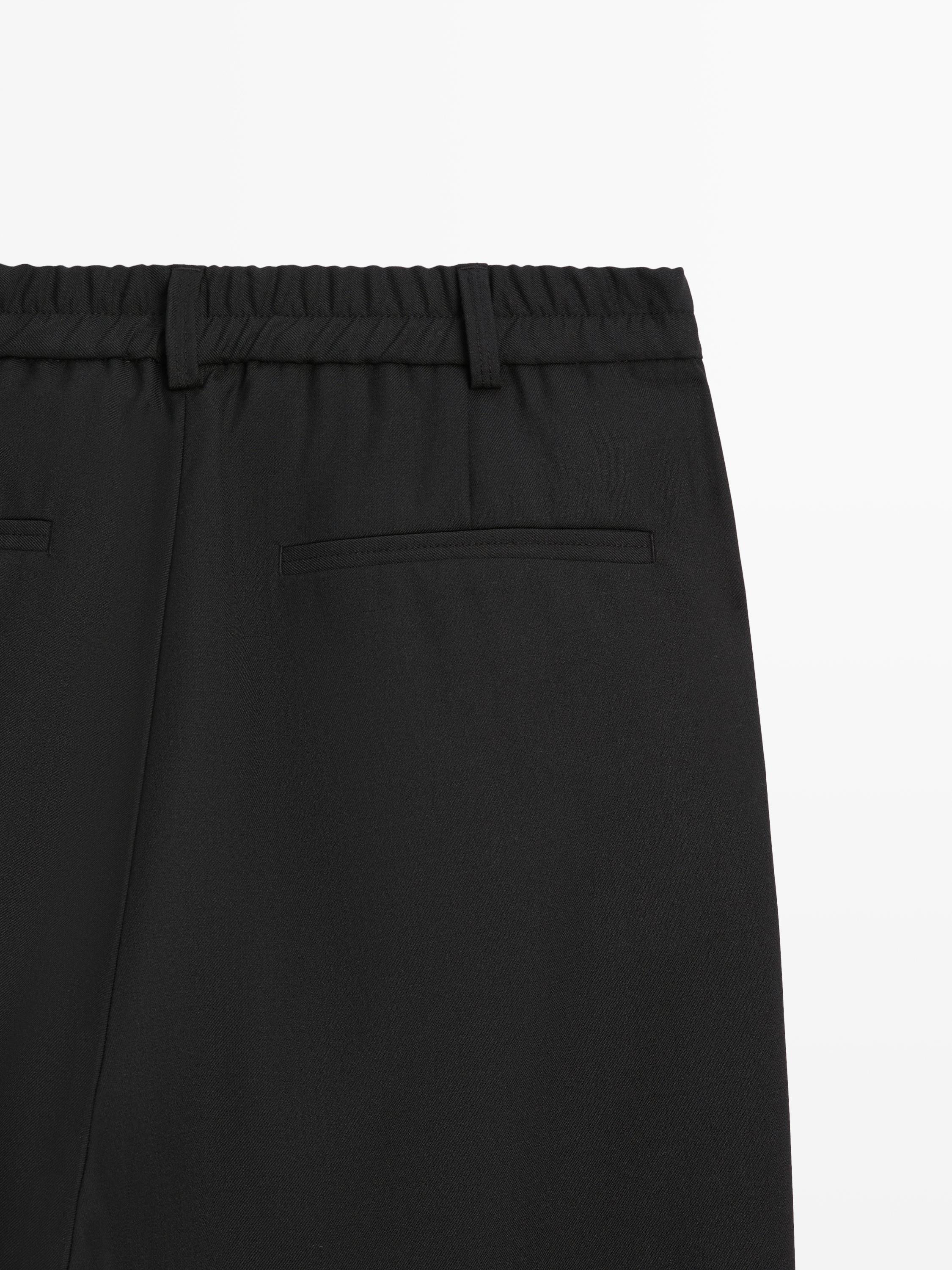 Relaxed fit darted cool wool blend trousers
