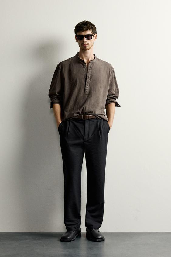 CREASED-EFFECT POLO SHIRT - Brown / Taupe by Zara - Image 0