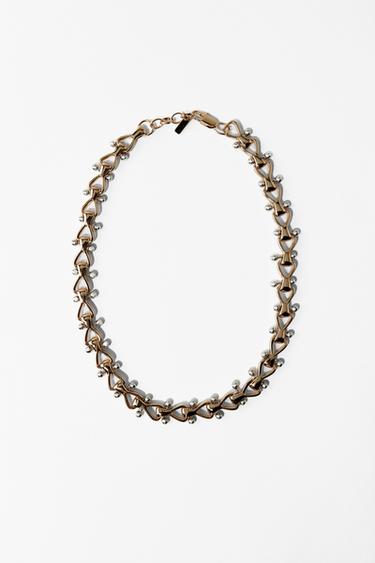 CONTRAST METAL PIECE NECKLACE - Golden by Zara