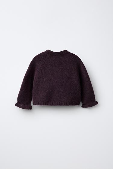 RUFFLE CARDIGAN — Burgundy 2