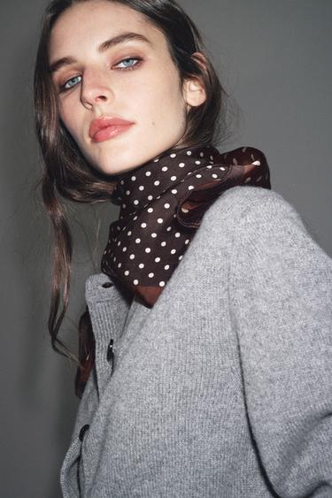 POLKA DOT PRINT SCARF - Brown by Zara - Image 1