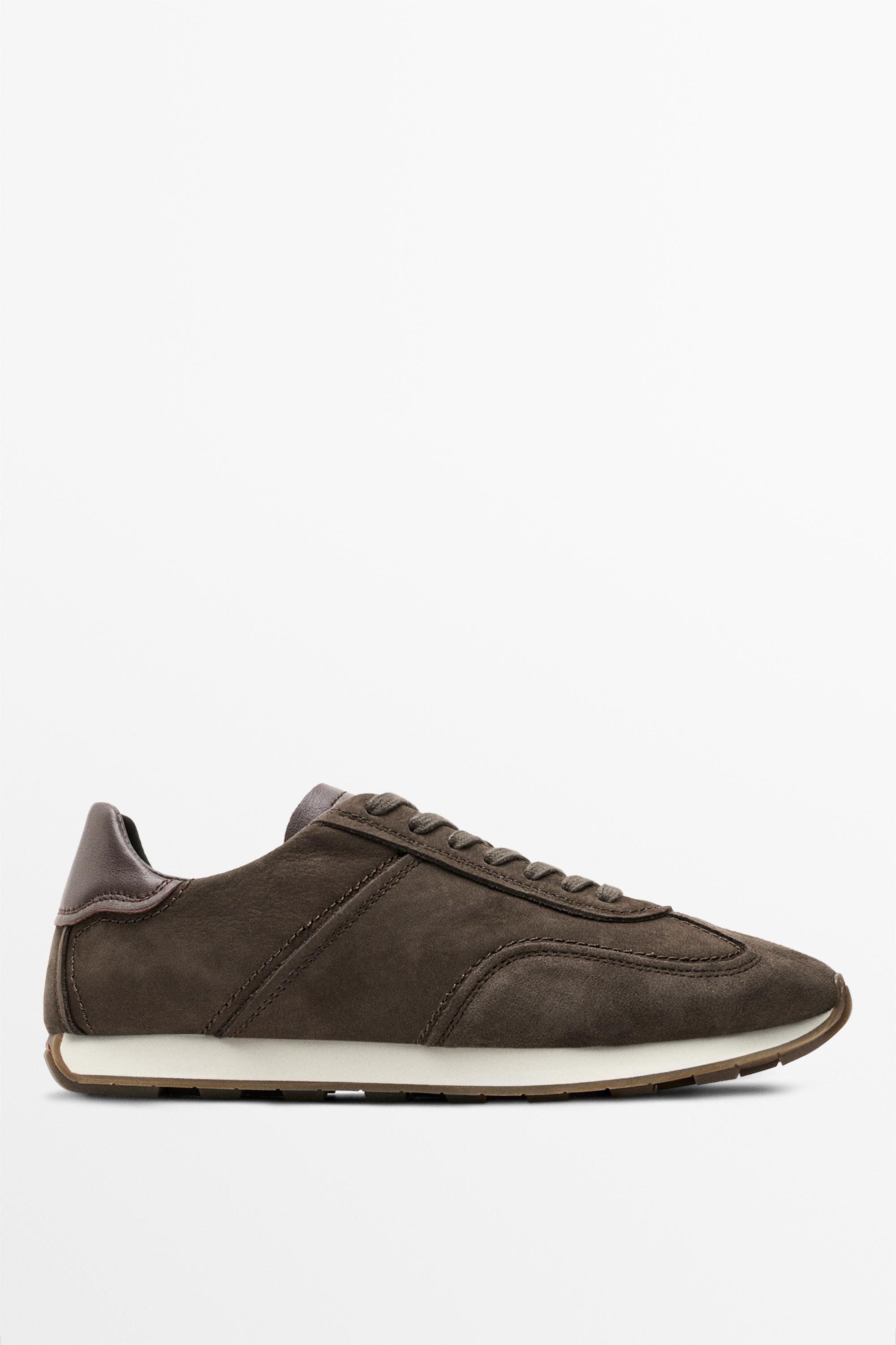 Milled nappa leather sneaker — Brown