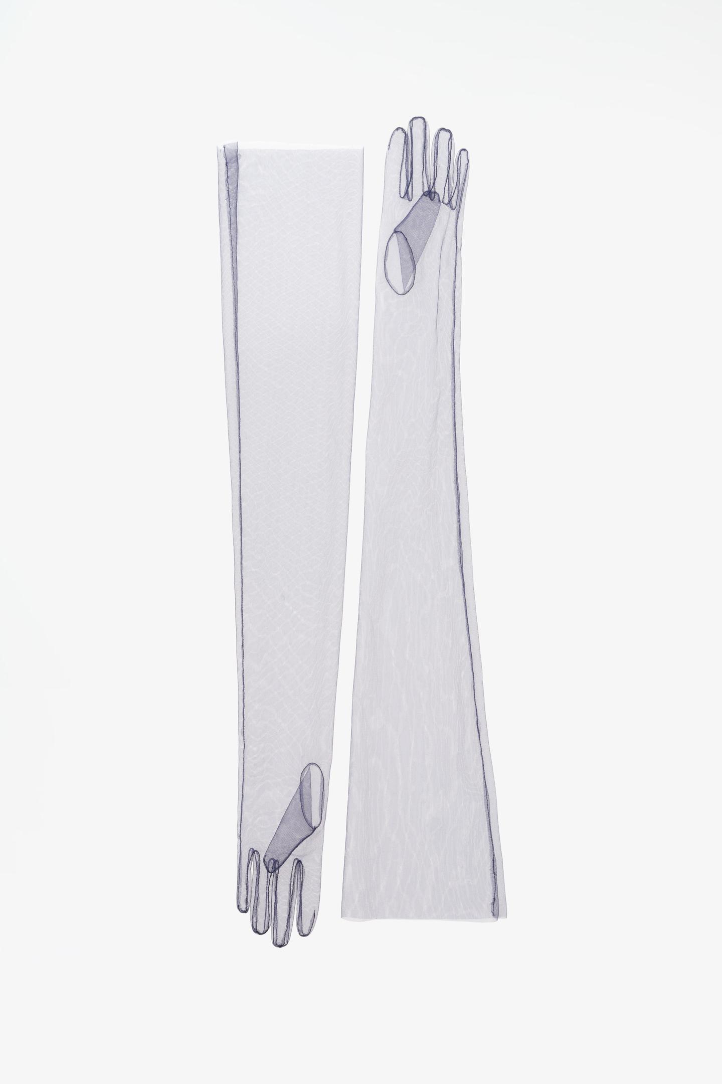 Женские перчатки Zara Long Tulle Gloves Limited Edition, цвет: Синий — фото 3