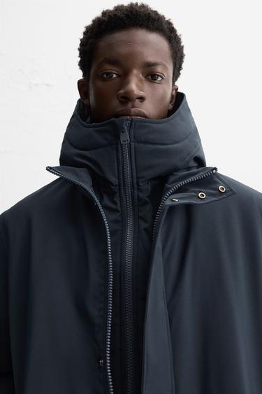PADDED PARKA WITH DETACHABLE COLLAR - Navy blue by Zara - Image 4