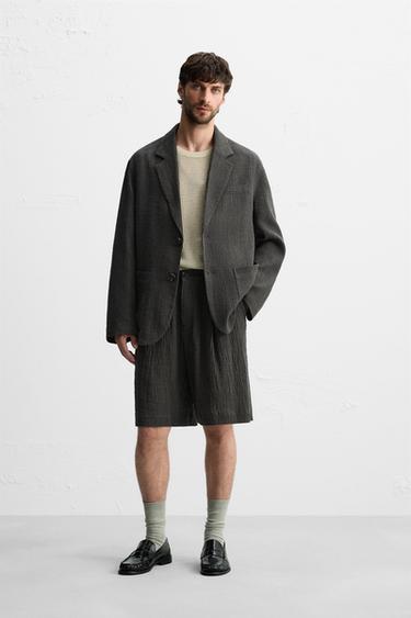 TRAJE RELAXED FIT ALGODÓN - LINO - SALMON/OSCURO de Zara