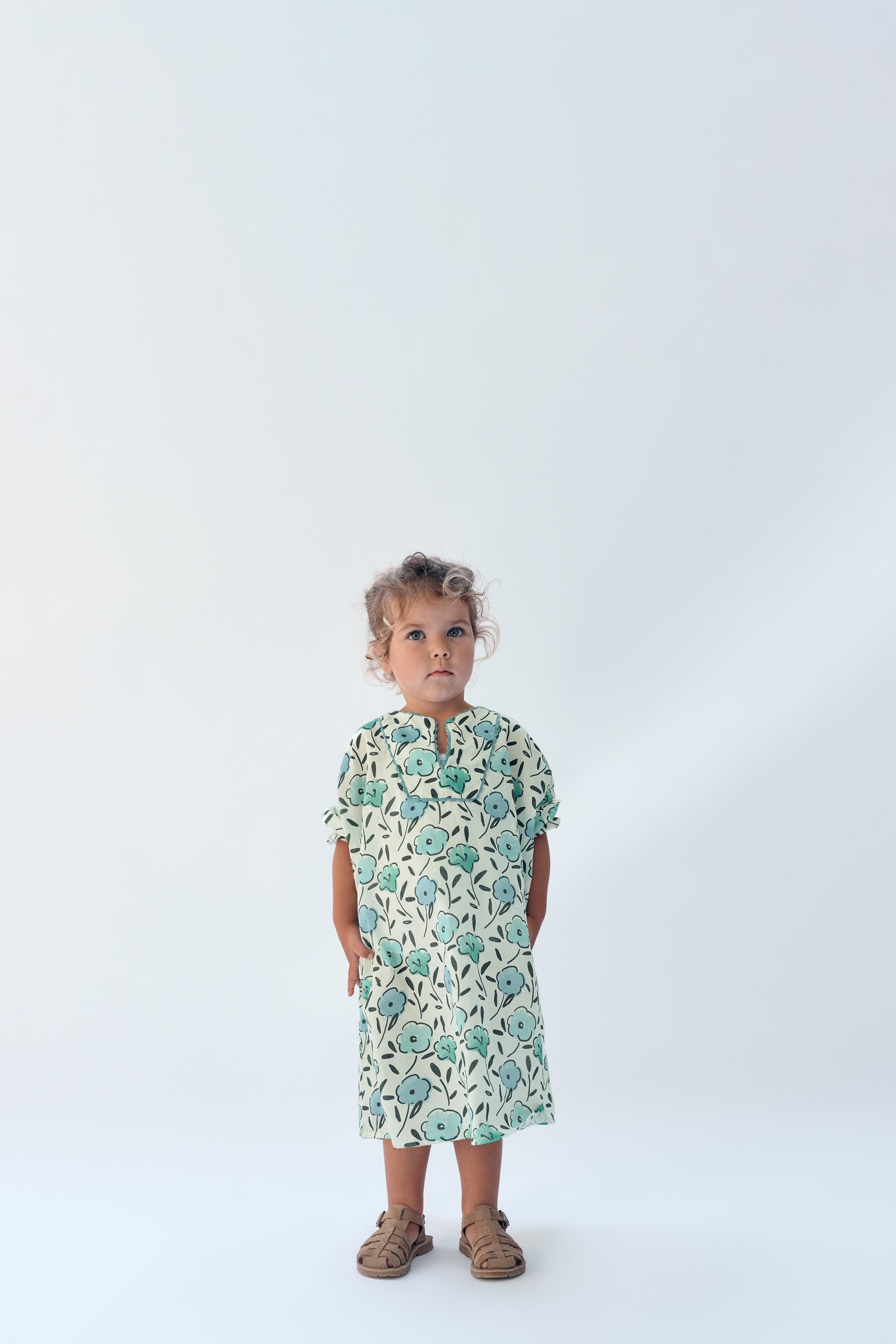 2-14 YEARS / LIMITED EDITION FLORAL PRINT CAFTAN DRESS — Printed