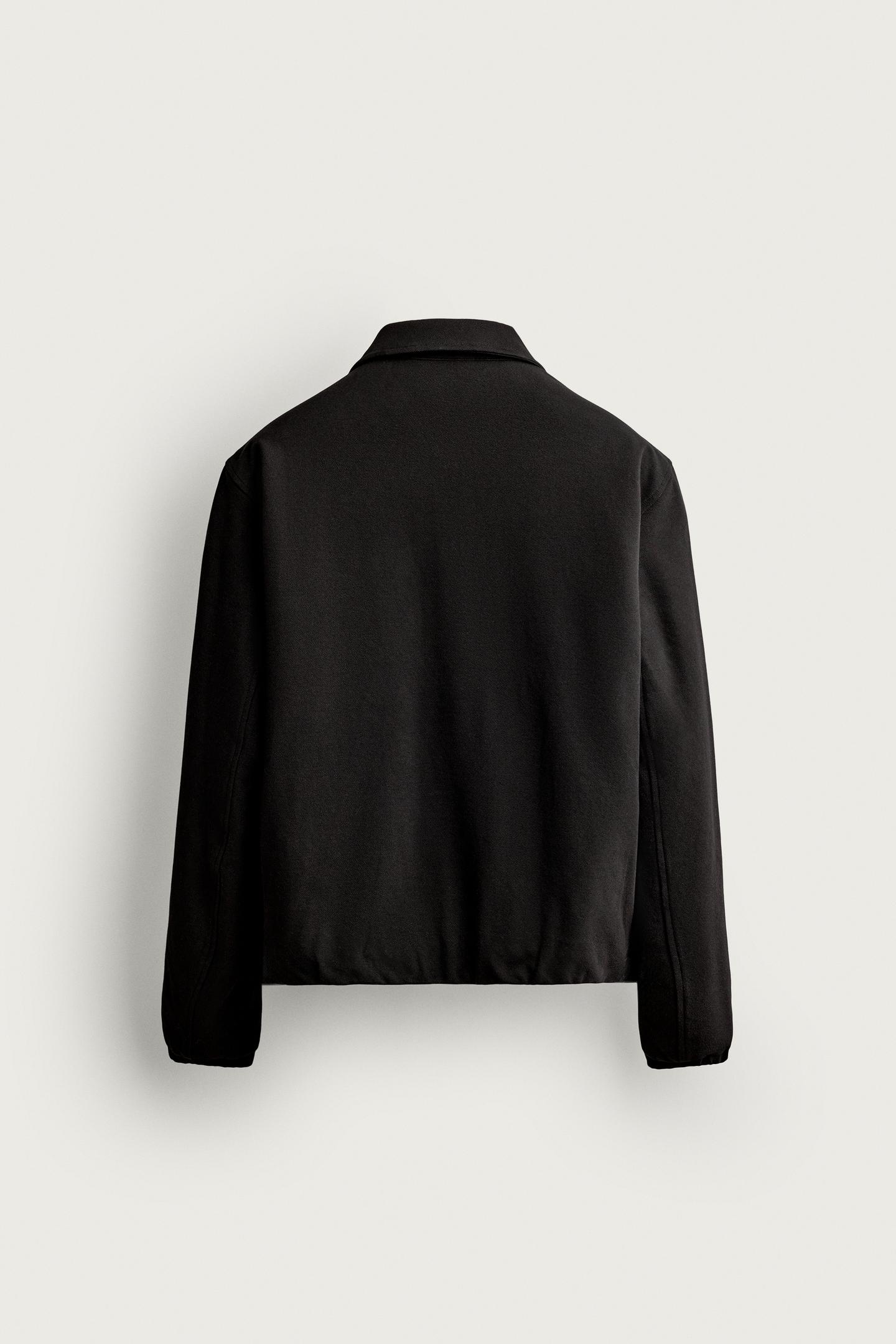 Мужская рубашка Zara Padded Zipper Overshirt, цвет: Чёрный — фото 7