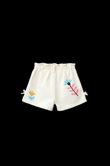 Bermudashorts Paperbag Stickerei - Cremefarben von Zara