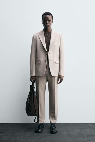 SLIM FIT SUIT TROUSERS - Sand / Marl by Zara - Image 0