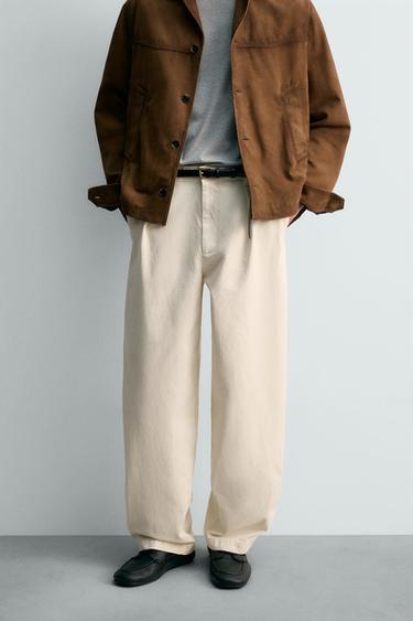 PANTALÓN RELAXED FIT PLIEGUES LIMITED EDITION - Blanco roto de Zara