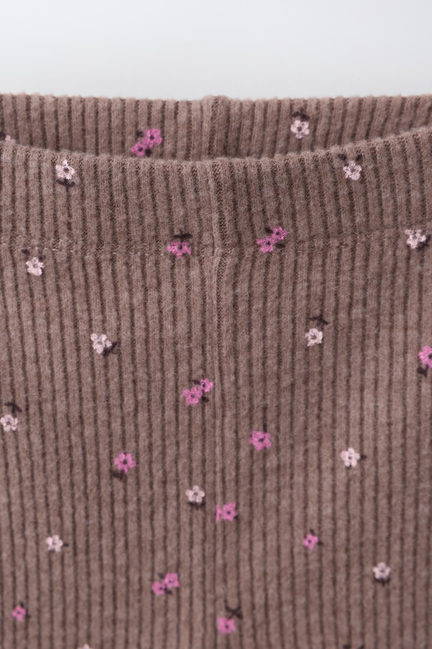 Детский комплект Zara Floral Print Sweatshirt and Flare Leggings Set, цвет: Глиняный — фото 4