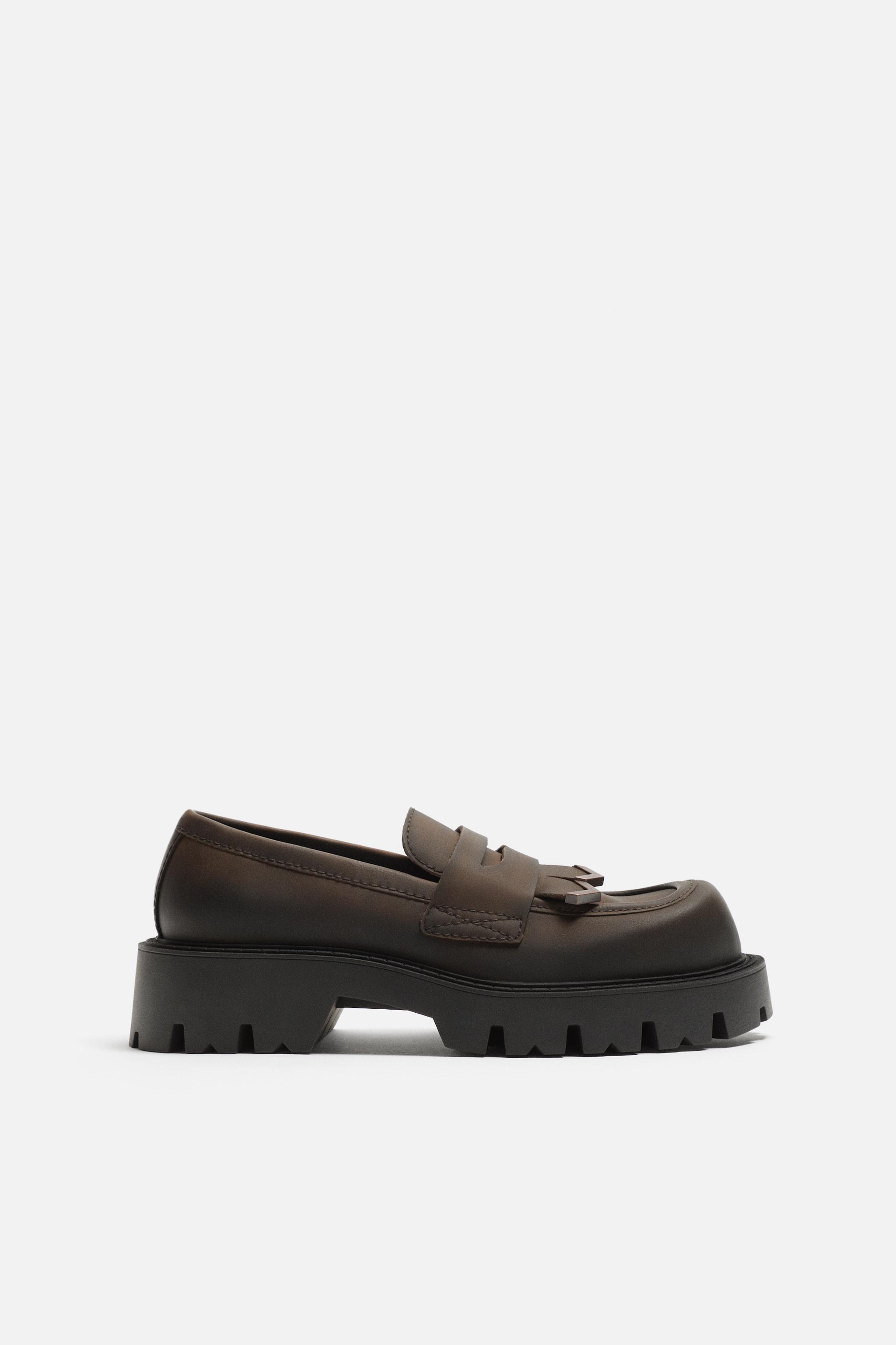 靴 zara brown vintage taste fringe loafer, zara brown vintage taste fringe loafer,（FRINGED SUEDE