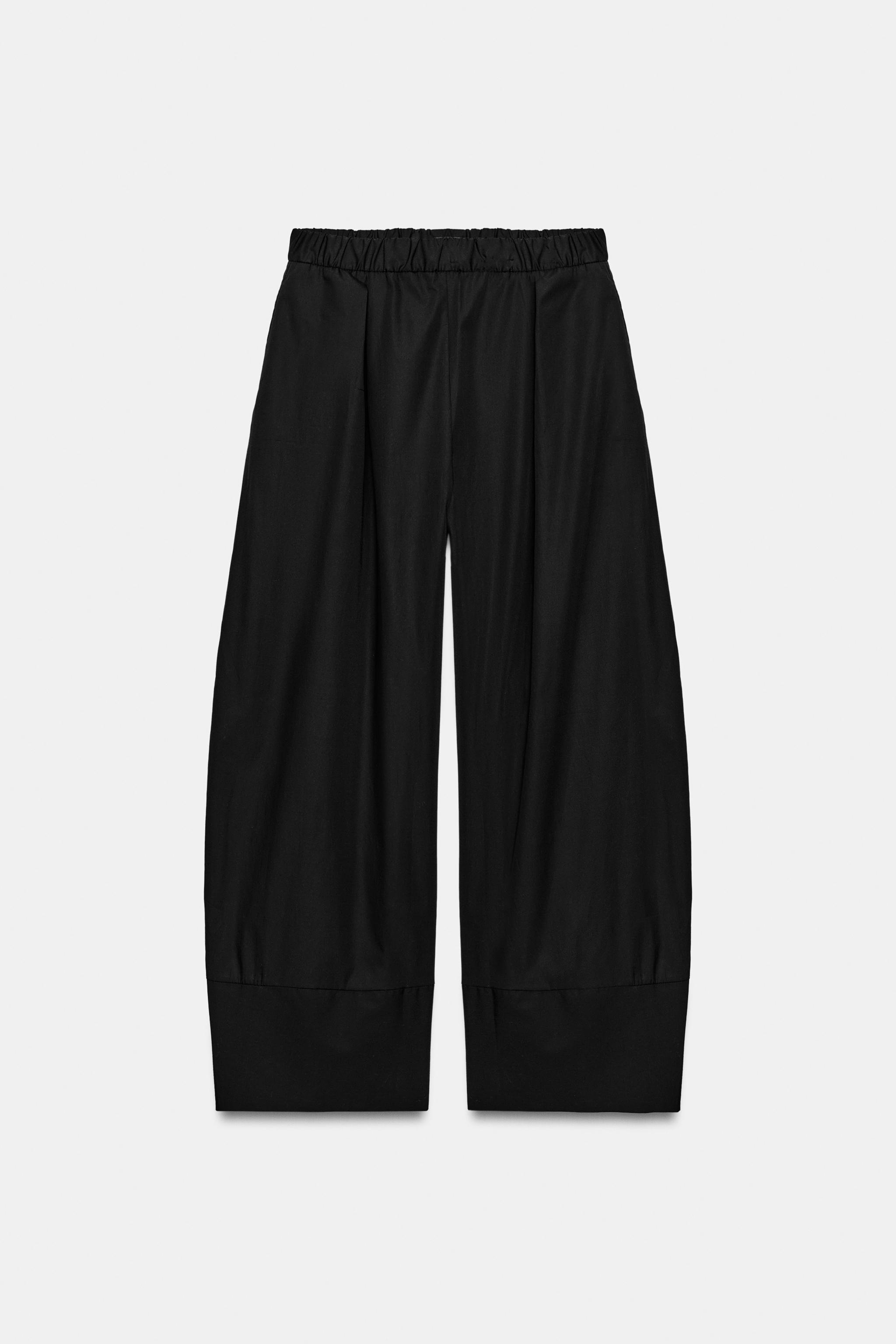 Женские брюки Zara POPLIN WIDE LEG PANTS — фото 7