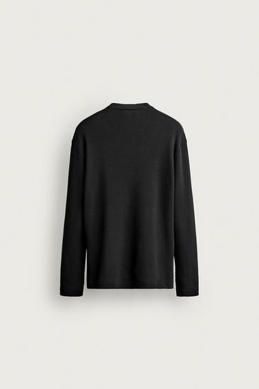 WAFFLE-TEXTURED T-SHIRT — Black 2