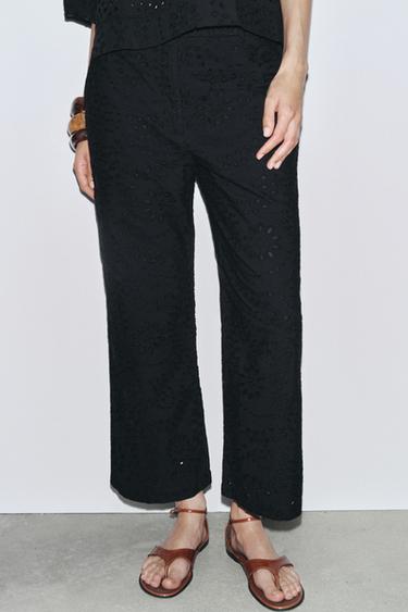 PANTALON BRODERIES AJOURÉES ZW COLLECTION - Noir de Zara - Image 3