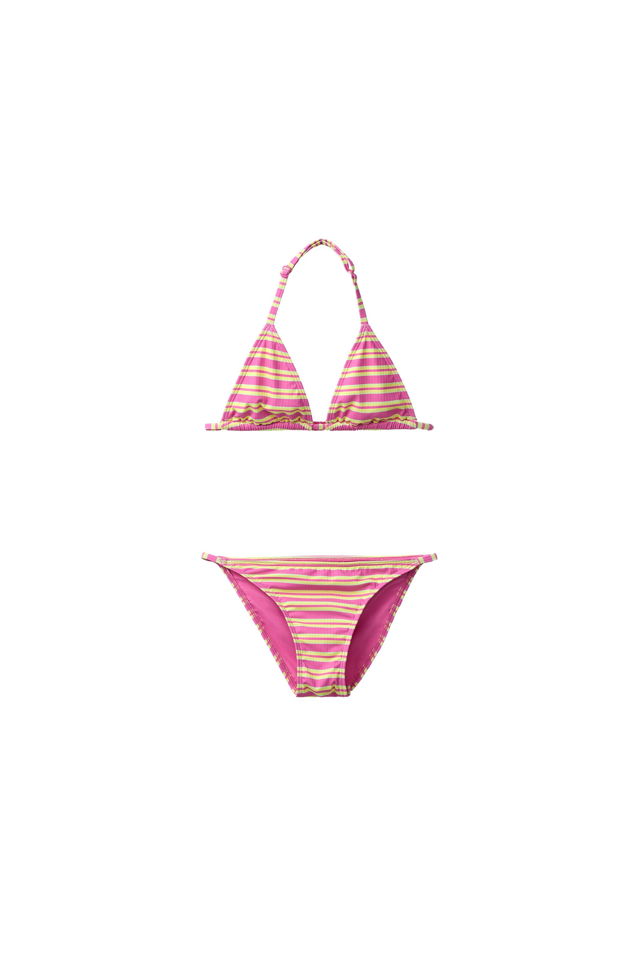 スイミングガール６ 6–14 YRS HIBISCUS RIB STRIPED BIKINI - Fuchsia | ZARA United States