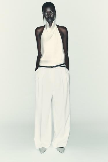 TOP HALTER SATINADO - Crudo de Zara