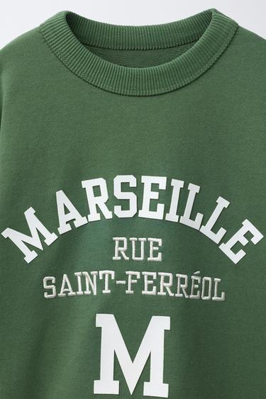 SWEATSHIRT WITH RAISED SLOGAN - Green by Zara - Image 2