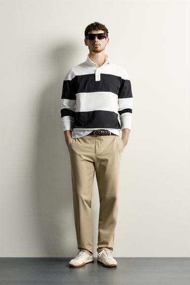 COMFORT REGULAR FIT TECHNICAL TROUSERS - camel by Zara