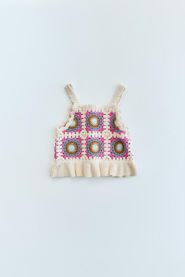 RUFFLED CROCHET KNIT TOP - Multicoloured by Zara