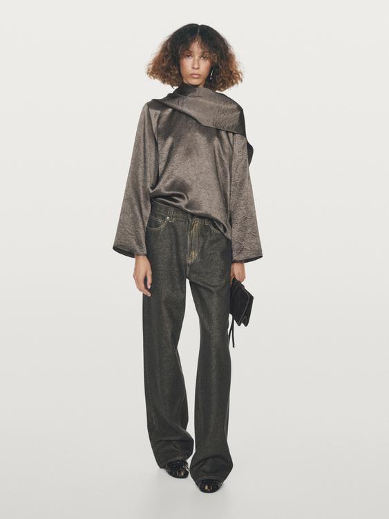 Straight-leg high-waist jeans