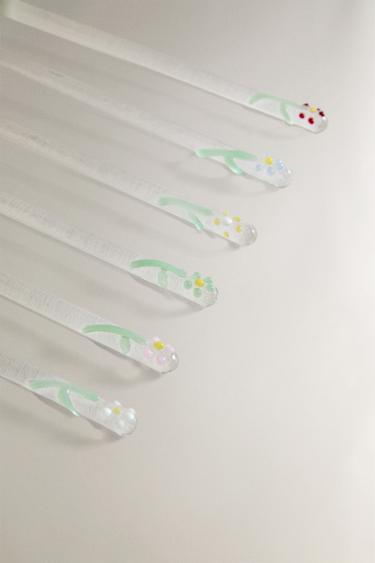 FLORAL GLASS DESSERT SPOONS (PACK OF 6) -  by Zara - Image 2