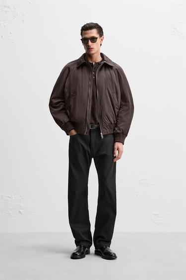 PADDED BOMBER JACKET - Chocolate by Zara - Image 0