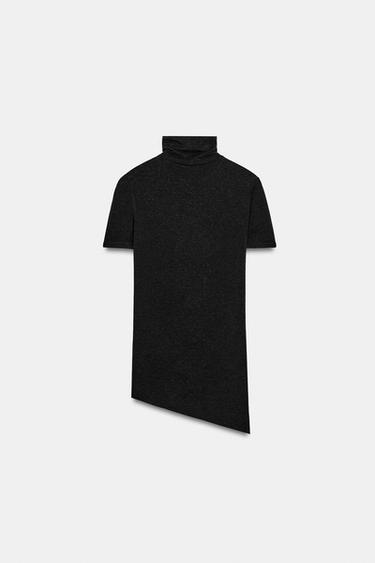 HAUT ASYMÉTRIQUE À COL MONTANT - Noir de Zara - Image 6