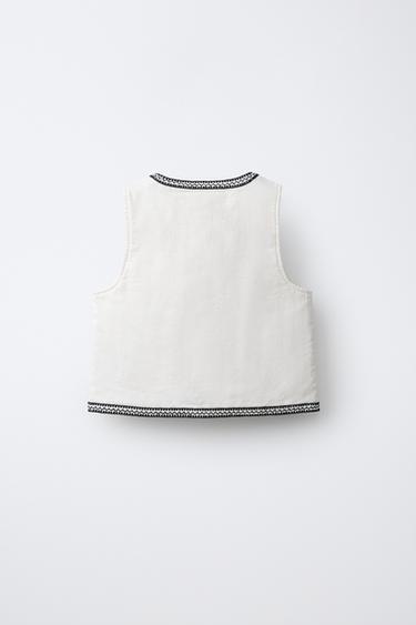 EMBROIDERED WAISTCOAT - White by Zara - Image 1