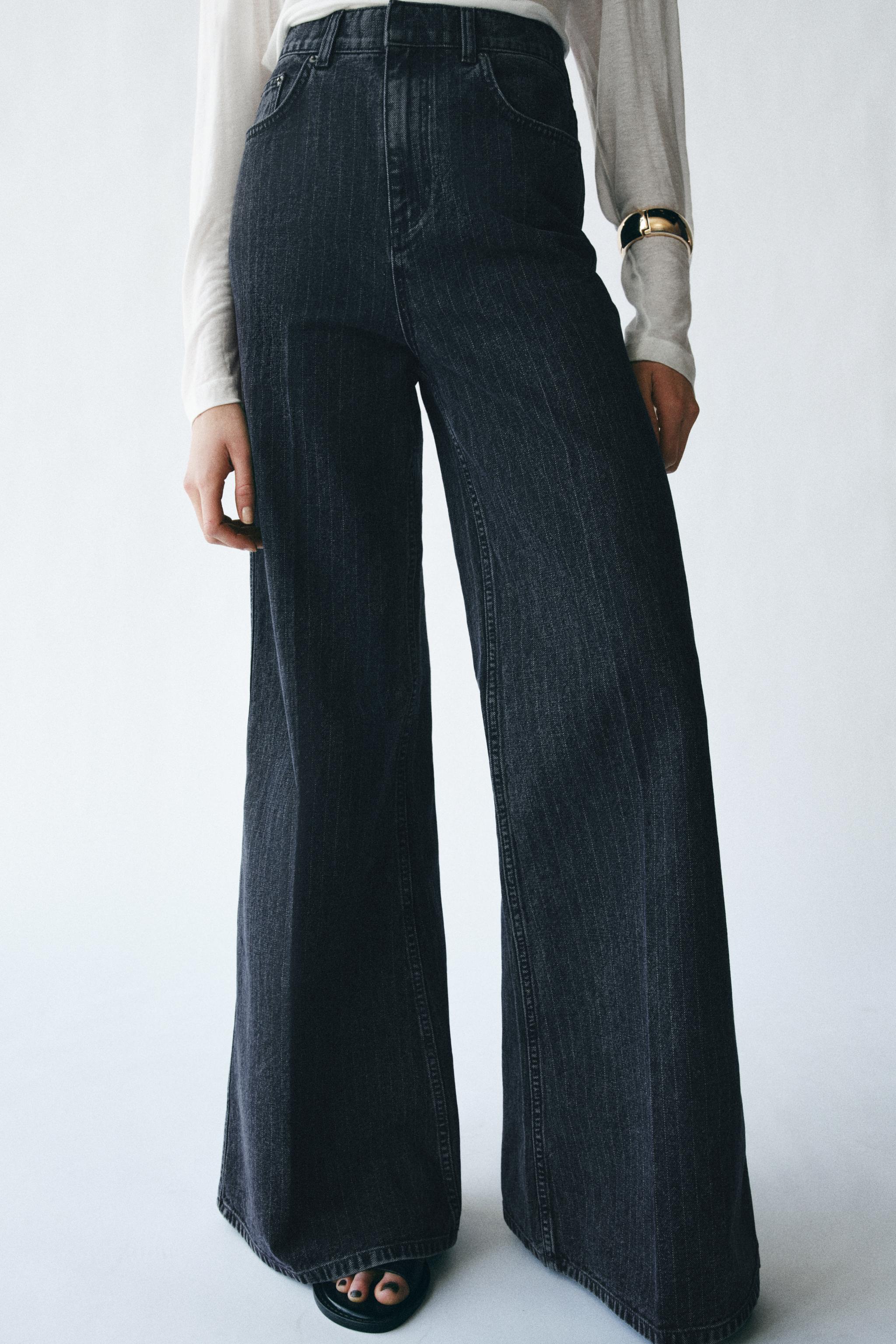 ZW COLLECTION HIGH-WAIST STRIPED FLARE JEANS