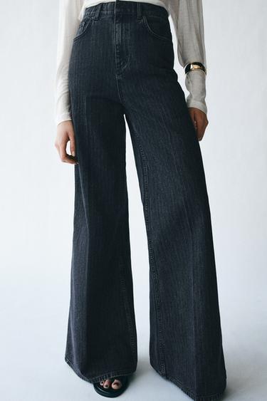 JEANS ZW COLLECTION FLARE RAYAS TIRO ALTO - Marino de Zara
