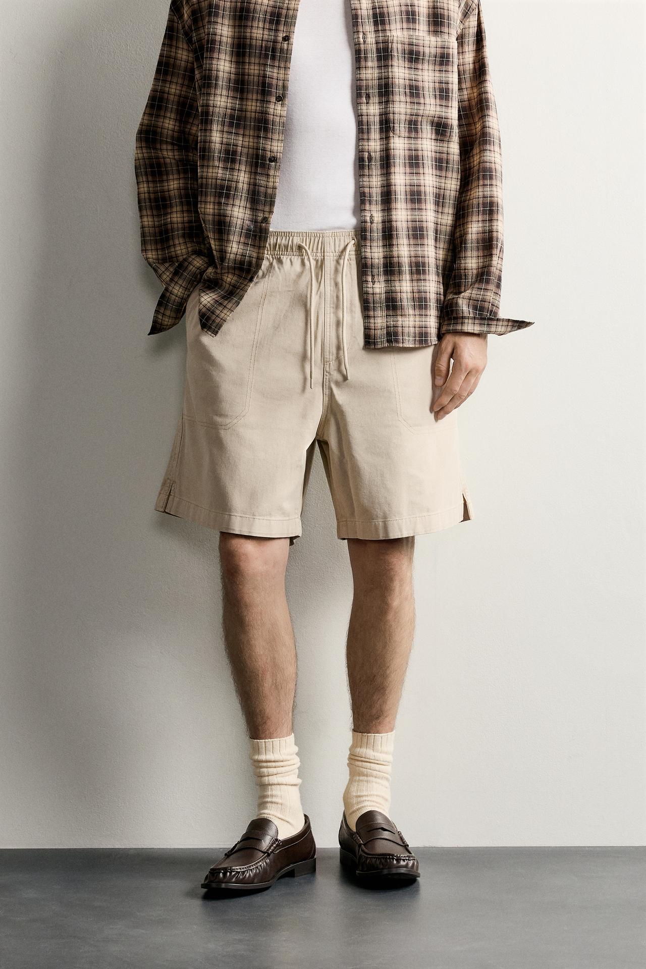 WASHED RELAXED FIT SHORTS — taupe brown