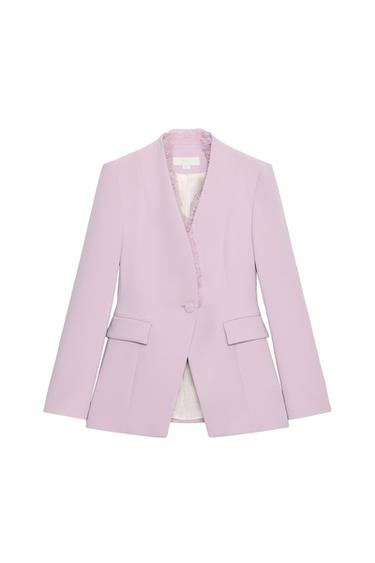 FITTED BLAZER WITH LACE EPAULETTES - Lilac by Zara