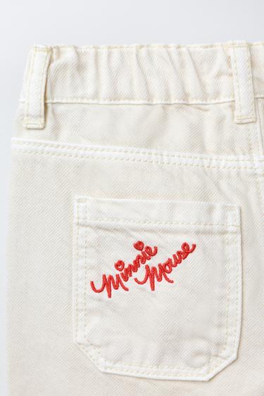 MINNIE MOUSE © DISNEY EMBROIDERED TWILL CULOTTE TROUSERS - Ecru by Zara - Image 3