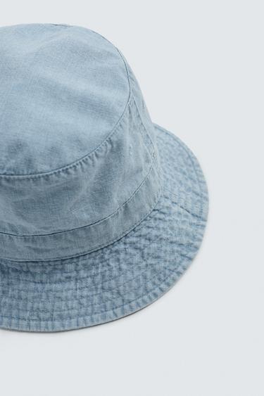 COTTON CHAMBRAY BUCKET HAT - Light blue by Zara - Image 3