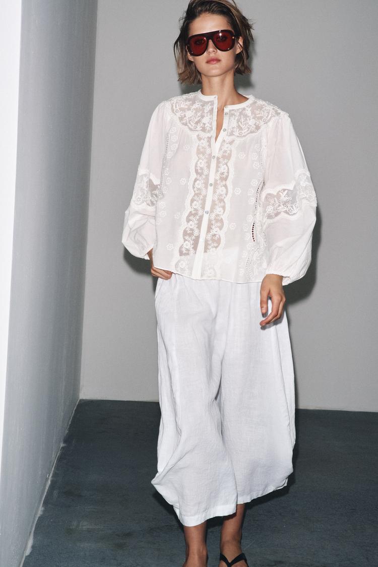 Camisas Blancas Camiseta Puntilla Zara CAMISA BORDADOS PERFORADOS