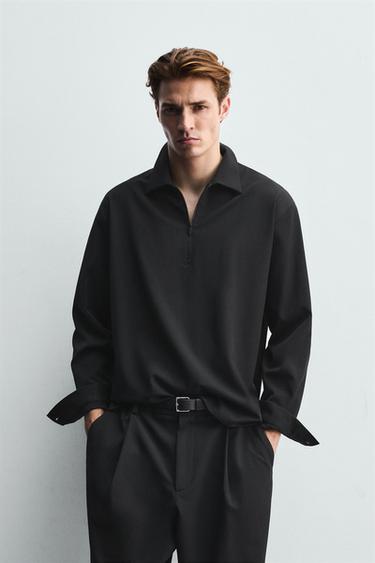 VISCOSE POLO SHIRT - Black by Zara