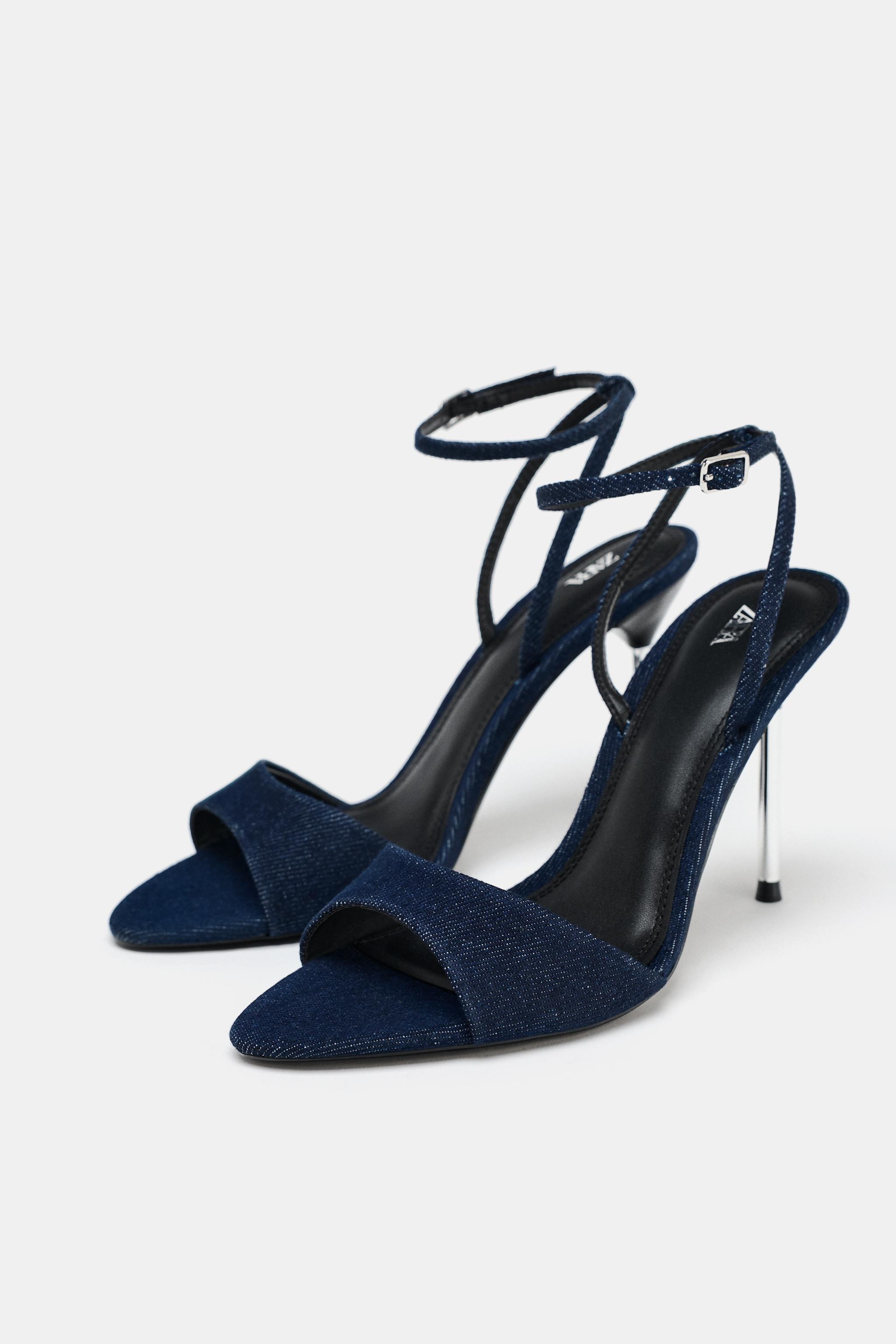 HIGH-HEELED DENIM SANDALS - Blue | ZARA United States
