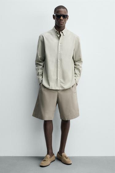 Zara 流蘇綴飾真皮樂福鞋 - 暗灰褐色 - 圖片 0