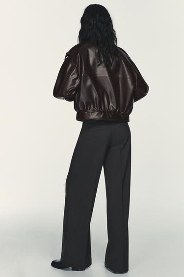 LOW-RISE PINSTRIPE TROUSERS - BLACK/ORANGE by Zara - Image 5