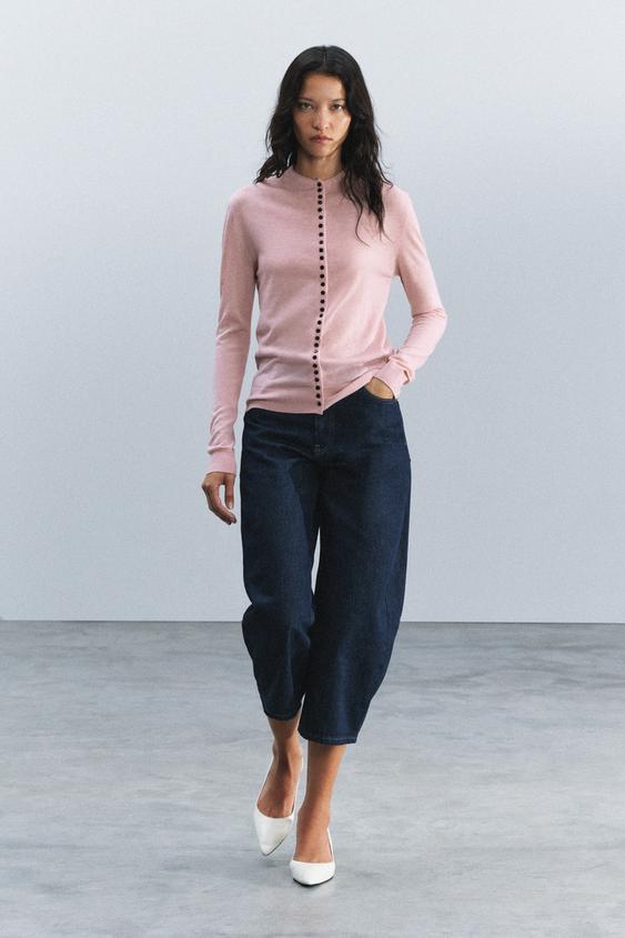 FINE KNIT WOOL BLEND CARDIGAN - Pastel pink by Zara - Image 0