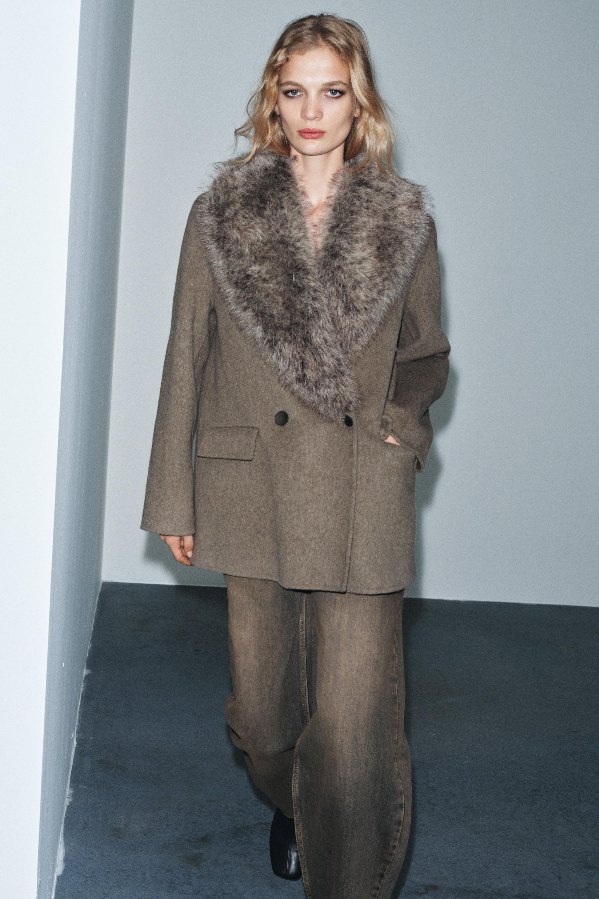 フェイクファーカラー ウールブレンドジャケット ZW COLLECTION